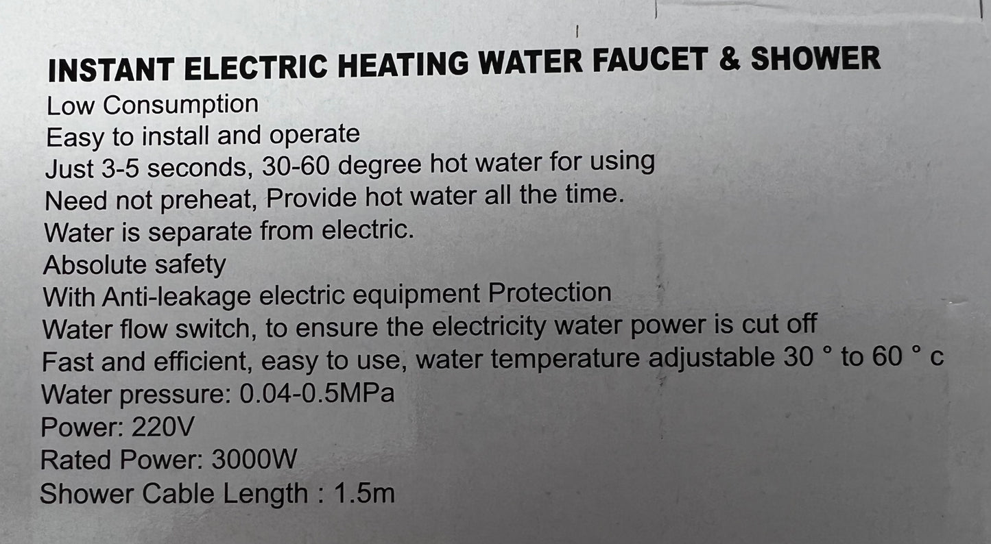 Faucet And Shower Water Heater